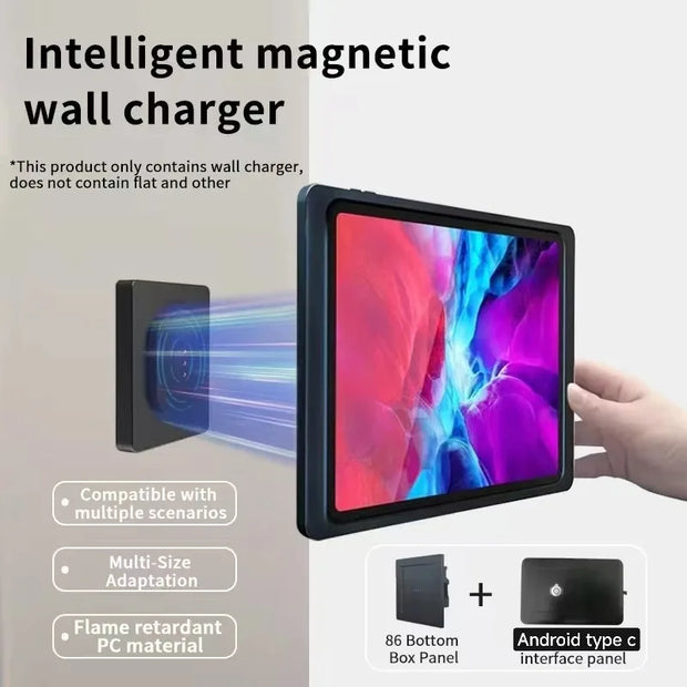 Magnetic Tablet Wall Mounted Universal Wireless Charger Wall Charging Socket Magnetic Bracket Holder for Tablet for Ipad Android