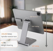 Flat wireless charging stand with 360 ° rotation, portable foldable aluminum alloy suitable for iPad 12.9 inch Pro 13 inch Air