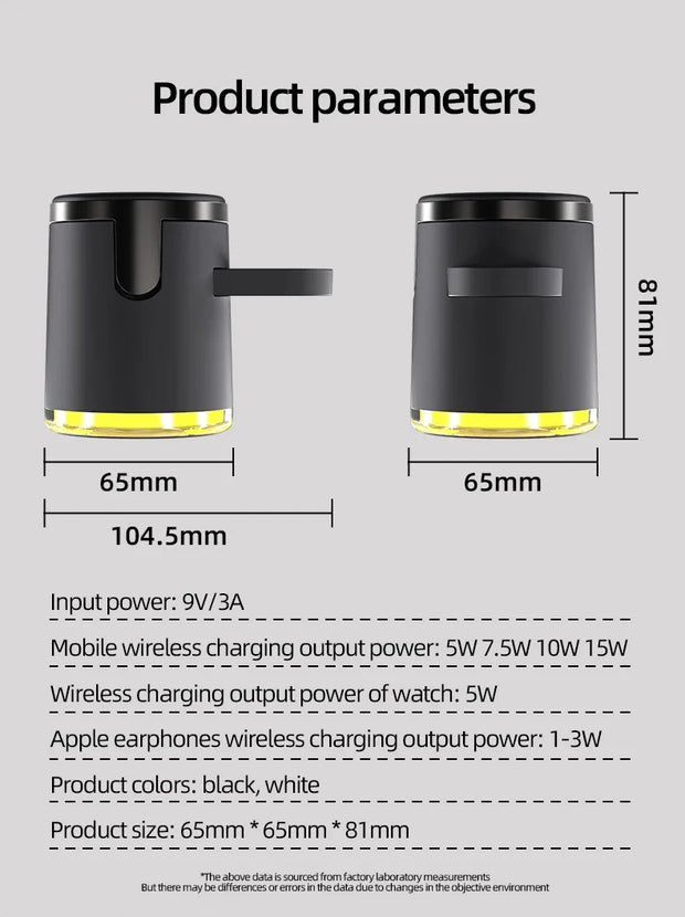 Magnetic Qi2 Wireless Charger 3-in-1 Fast Charging Station Stand Folding Holder for iPhone 16 15 14 Pro Max Airpods Apple Watch