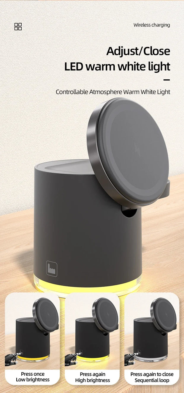 Magnetic Qi2 Wireless Charger 3-in-1 Fast Charging Station Stand Folding Holder for iPhone 16 15 14 Pro Max Airpods Apple Watch