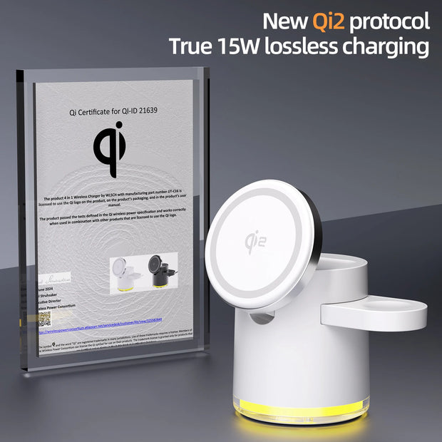 Magnetic Qi2 Wireless Charger 3-in-1 Fast Charging Station Stand Folding Holder for iPhone 16 15 14 Pro Max Airpods Apple Watch