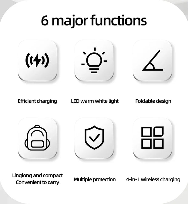 Magnetic Qi2 Wireless Charger 3-in-1 Fast Charging Station Stand Folding Holder for iPhone 16 15 14 Pro Max Airpods Apple Watch