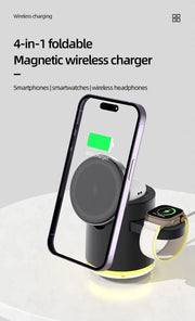 Magnetic Qi2 Wireless Charger 3-in-1 Fast Charging Station Stand Folding Holder for iPhone 16 15 14 Pro Max Airpods Apple Watch