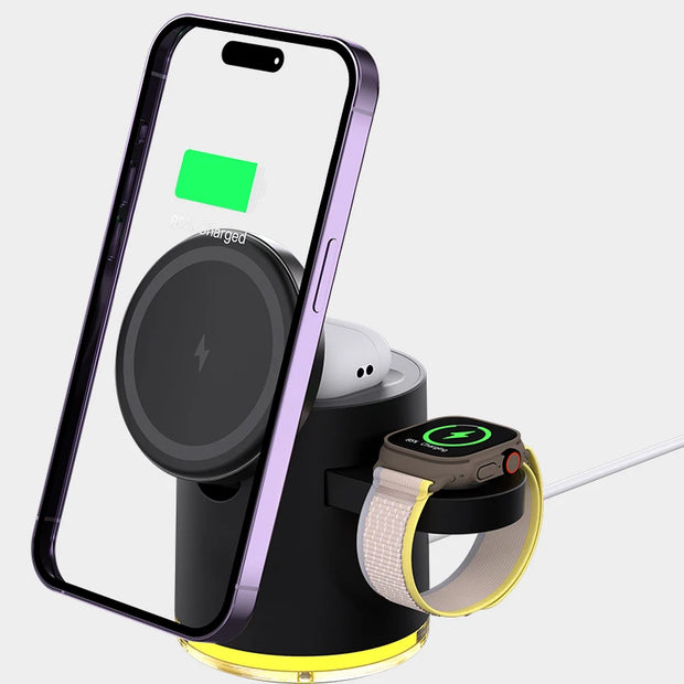 Magnetic Qi2 Wireless Charger 3-in-1 Fast Charging Station Stand Folding Holder for iPhone 16 15 14 Pro Max Airpods Apple Watch