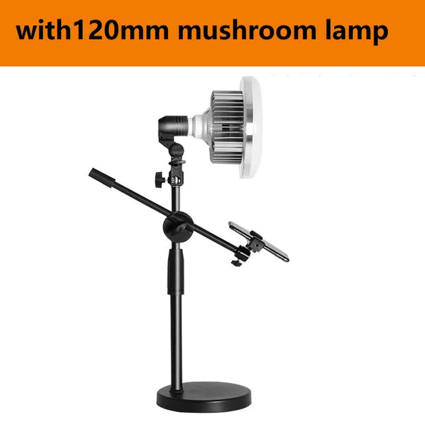 Overhead Tripod with Ring Light Table Tabletop Shooting Stand Tripods with Mobile Phone Holder Boom Arm for Nail Art Photography