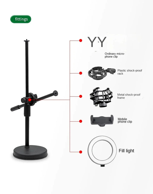 Overhead Tripod with Ring Light Table Tabletop Shooting Stand Tripods with Mobile Phone Holder Boom Arm for Nail Art Photography