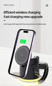 Magnetic Qi2 Wireless Charger 3-in-1 Fast Charging Station Stand Folding Holder for iPhone 16 15 14 Pro Max Airpods Apple Watch