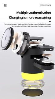 Magnetic Qi2 Wireless Charger 3-in-1 Fast Charging Station Stand Folding Holder for iPhone 16 15 14 Pro Max Airpods Apple Watch