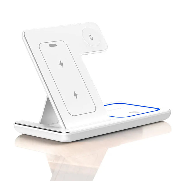 Foldable 3 In 1 Wireless Charger Pad Stand For iPhone 15 14 13 12 8 X XR Apple Watch 8 7 6 Airprods Fast Charging Dock Station