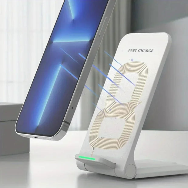 15W Wireless Charger For iPhone 16 15 14 13 12 Pro Max Stand Fast Charging Charger for Samsung Note 20/10 S21 Ultra Foldable