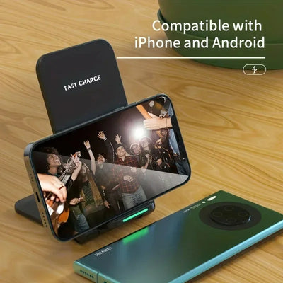 15W Wireless Charger For iPhone 16 15 14 13 12 Pro Max Stand Fast Charging Charger for Samsung Note 20/10 S21 Ultra Foldable